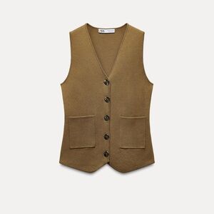 BRAND NEW Zara Gold Button Knitted Top